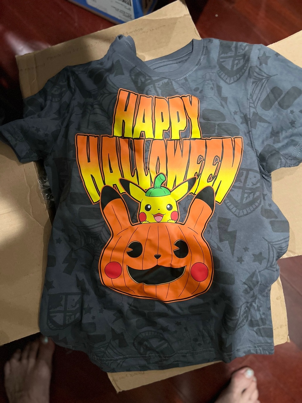 Pokemon Kids Halloween Pikachu Pumpkin Tee - Black/Orange/Yellow